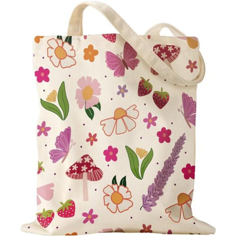 Canvas Tote Bag - Sturdy Cloth Cotton Totes Bag with Pattern Shoulder Bag
